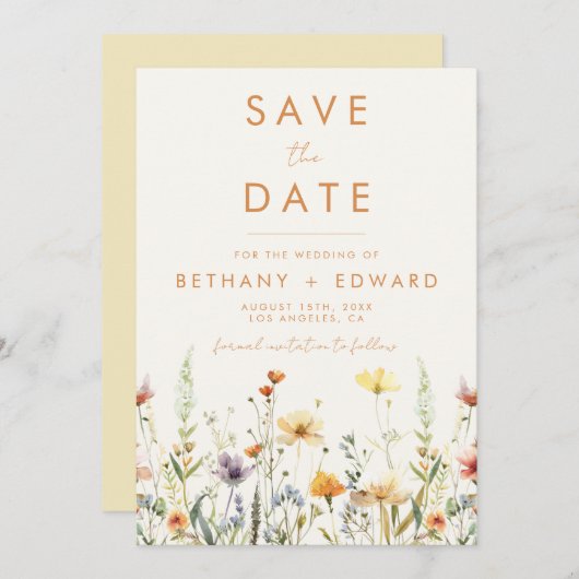 Rustic Wildflower Wedding Save The Date (Voorkant / Achterkant)