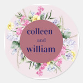 Rustic Wildflower Wedding Sticker – Folk Floral Ro (Voorkant)