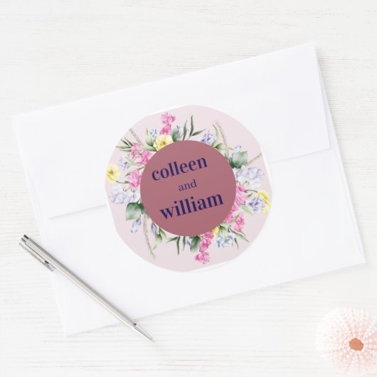 Rustic Wildflower Wedding Sticker – Folk Floral Ro (Envelop)