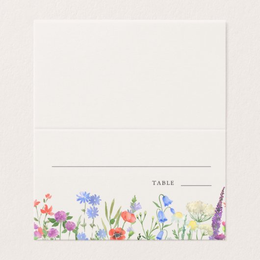 Rustic Wildflower Wedding Table Number Place Card Kaart (Buitenkant ongevouwen)