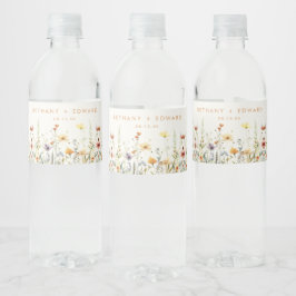 Rustic Wildflower Wedding Waterfles Etiket