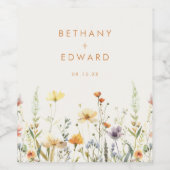 Rustic Wildflower Wedding Wijn Etiket (Enkel label)