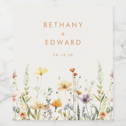 Rustic Wildflower Wedding Wijn Etiket (Enkel label)