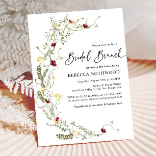 Rustic Wildflower Wreath Bridal Brunch Kaart