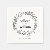 Rustic Wildflower Wreath Folk Wedding Servet (Voorkant)