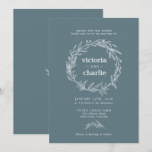 Rustic Wildflower Wreath Wedding Invitation Kaart (Voorkant / Achterkant)