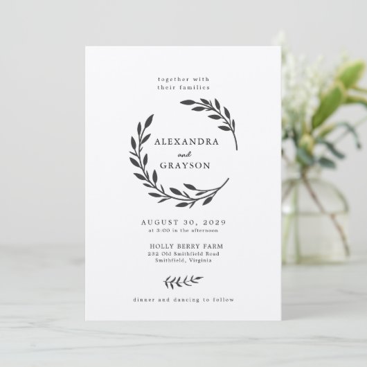 Rustic Wildflower Wreath Wedding Kaart (Staand voorkant)