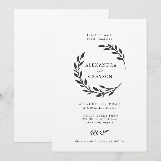 Rustic Wildflower Wreath Wedding Kaart (Voorkant / Achterkant)