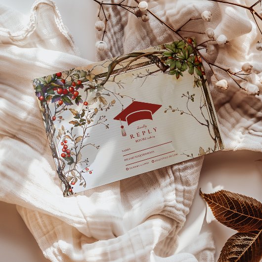 Rustic Wildflowers Afstudeerfeest RSVP Kaartje