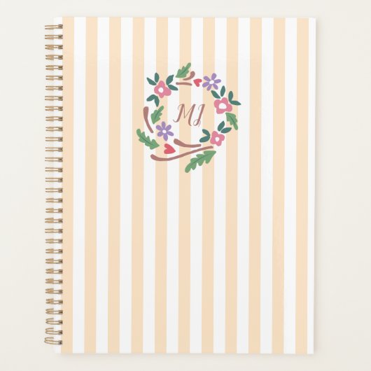 Rustic Wildflowers Krans Monogram Planner (Voorkant)