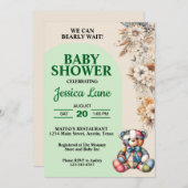 Rustic Wildflowers Teddy Bear Baby shower Kaart (Voorkant / Achterkant)