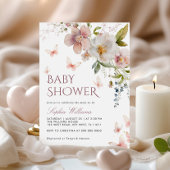Rustic Wildflowers Vlinders Baby shower Kaart