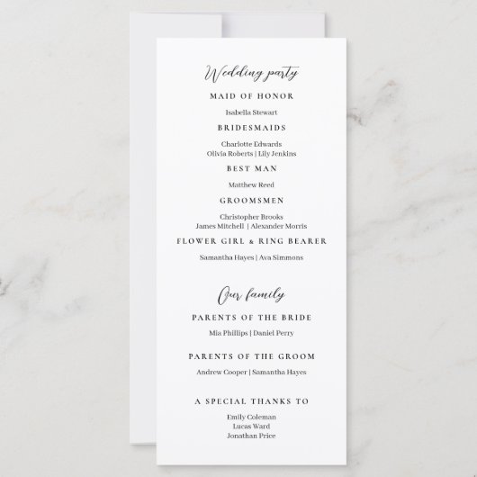 Rustic Wildflowers Waterverf huwelijksprogramma (Achterkant)