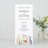 Rustic Wildflowers Waterverf huwelijksprogramma (Staand voorkant)