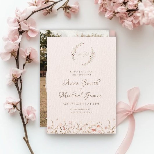 Rustic Wildflowers with Photo Boho Country Floral Kaart