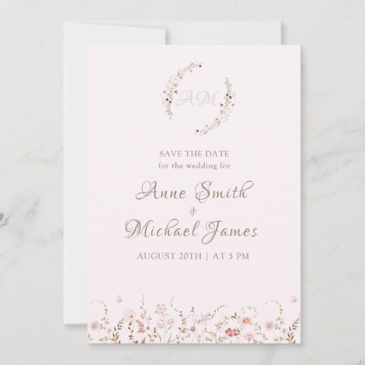 Rustic Wildflowers with Photo Boho Country Floral Save The Date (Voorkant)