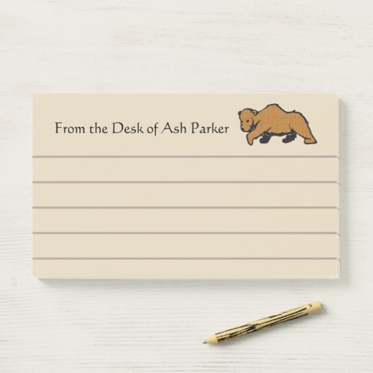 Rustic Wildlife Grizzly Beer Post-it® Notes (Op bureau)