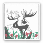 Rustic Wildlife Woodland Wildbloemen Moose Sticker (Voorkant)