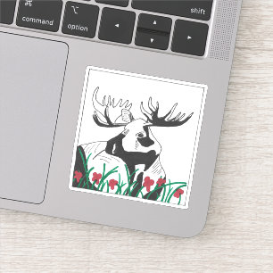 Rustic Wildlife Woodland Wildbloemen Moose Sticker