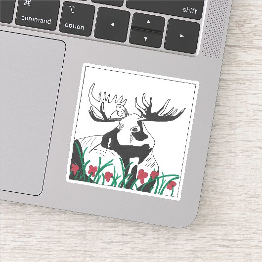 Rustic Wildlife Woodland Wildbloemen Moose Sticker (Detail)