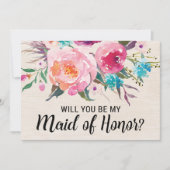 Rustic Will you be my Maid of Honor Card Kaart (Voorkant)