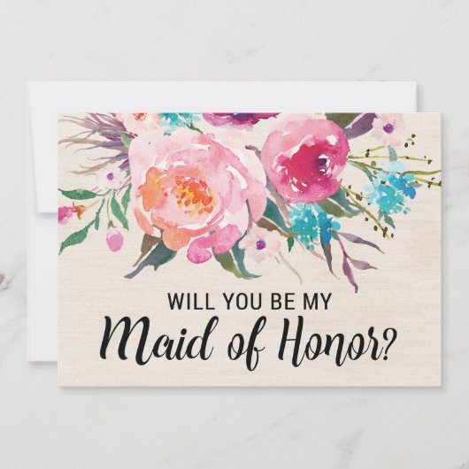 Rustic Will you be my Maid of Honor Card Kaart (Voorkant)