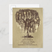 Rustic Willow Tree & String Lights Sla de datum op Aankondigingskaart (Voorkant / Achterkant)