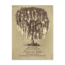 Rustic Willow Tree & String Lights Sla de datum op