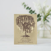 Rustic Willow Tree & String Lights Sla de datum op Aankondigingskaart (Staand voorkant)