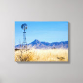 Rustic Windmill and Mountain Range Canvas Afdruk (Voorkant)