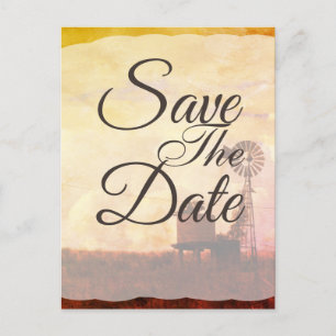 Rustic Windmill Country Wedding Save the Date Aankondigingskaart