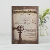 Rustic Windmill Rural Country Wedding Invitations Kaart (Staand voorkant)