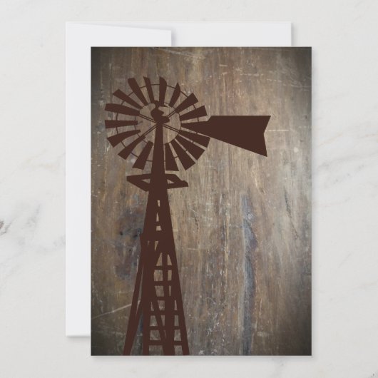 Rustic Windmill Rural Country Wedding Invitations Kaart (Achterkant)