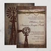 Rustic Windmill Rural Country Wedding Invitations Kaart (Voorkant / Achterkant)