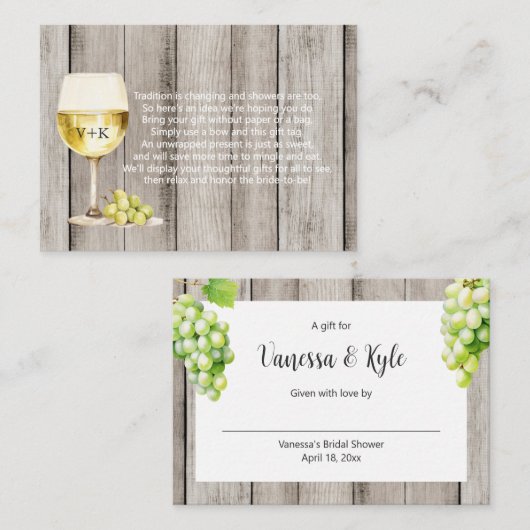 Rustic Wine Bottle display vrijgezellenfeest label Informatiekaartje (Voorkant / Achterkant)