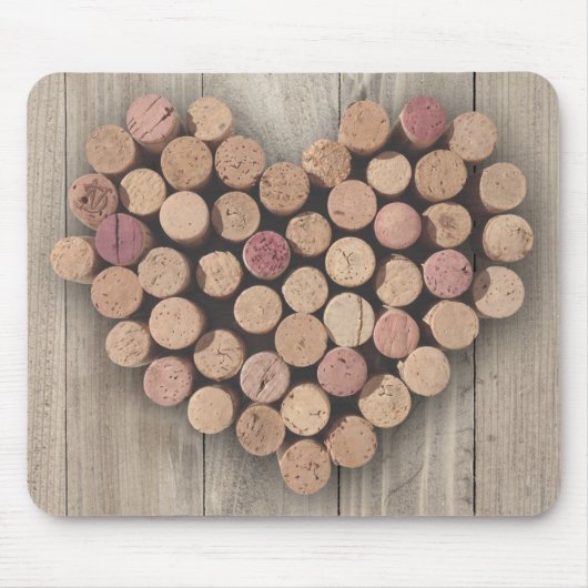 Rustic Wine Cork Heart Mousepad Muismat (Voorkant)