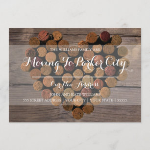 Rustic Wine Cork Heart - Verplaatsende Aankondigin Aankondiging