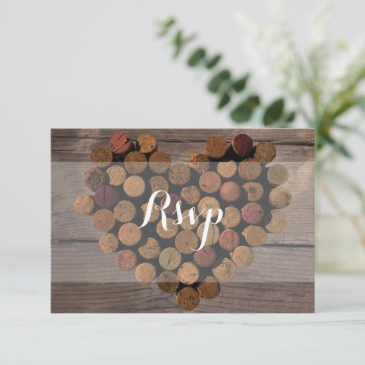 Rustic Wine Cork RSVP en menukaart (Staand voorkant)