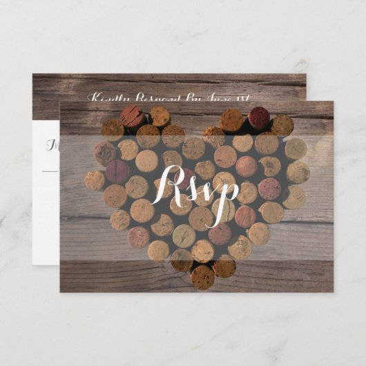 Rustic Wine Cork RSVP en menukaart (Voorkant / Achterkant)