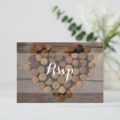 Rustic Wine Cork RSVP en menukaart Kaartje (Staand voorkant)