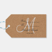 Rustic Wine Cork Wedding Monogram Cadeaulabel (Achterkant Horizontaal)