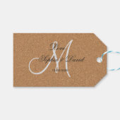 Rustic Wine Cork Wedding Monogram Cadeaulabel (Voorkant (Horizontaal))