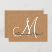 Rustic Wine Cork Wedding Monogram RSVP (Voorkant / Achterkant)