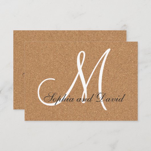 Rustic Wine Cork Wedding Monogram RSVP (Voorkant / Achterkant)