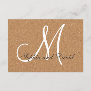 Rustic Wine Cork Wedding Monogram RSVP Kaartje
