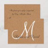 Rustic Wine Cork Wedding Monogram RSVP Kaartje (Voorkant / Achterkant)