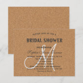 Rustic Wine Cork Wedding Monogram Vrijgezellenfees Kaart (Voorkant / Achterkant)