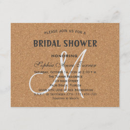 Rustic Wine Cork Wedding Monogram Vrijgezellenfees Kaart