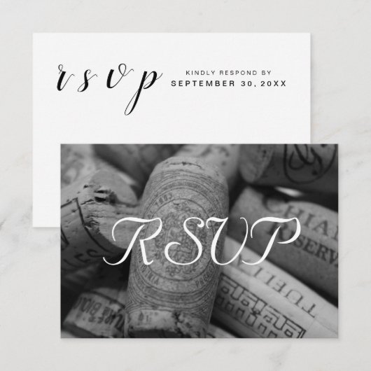 Rustic Wine Cork Wedding RSVP met 3 entree (Voorkant / Achterkant)