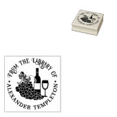 Rustic Wine, Glasses, Bunch of Grapes Library Book Rubberstempel (Gestempeld)